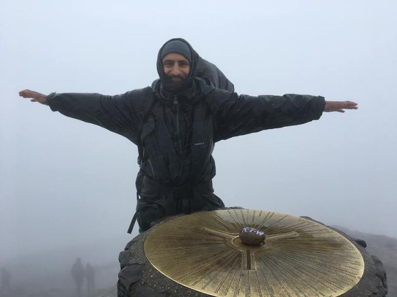 Babar Ahmad at the summit of Mount Snowdon, UK, 14 August 2017