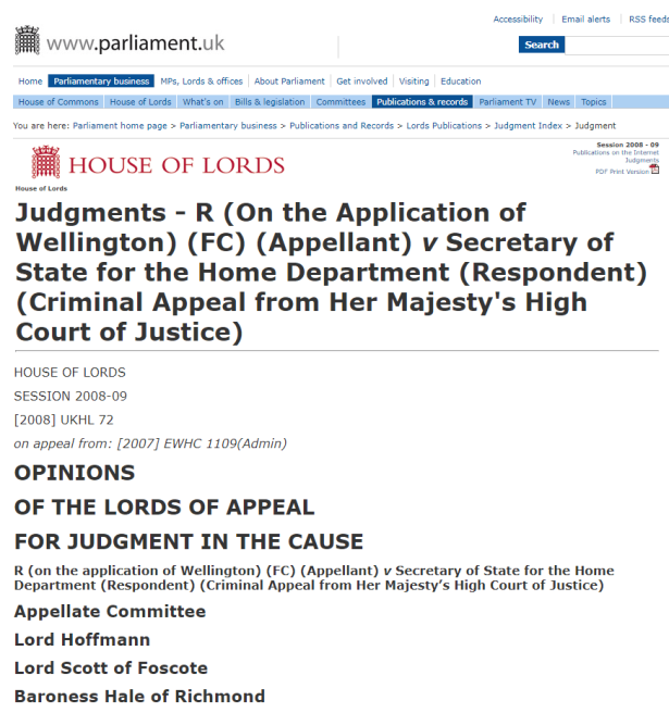 Wellington House of Lords ruling